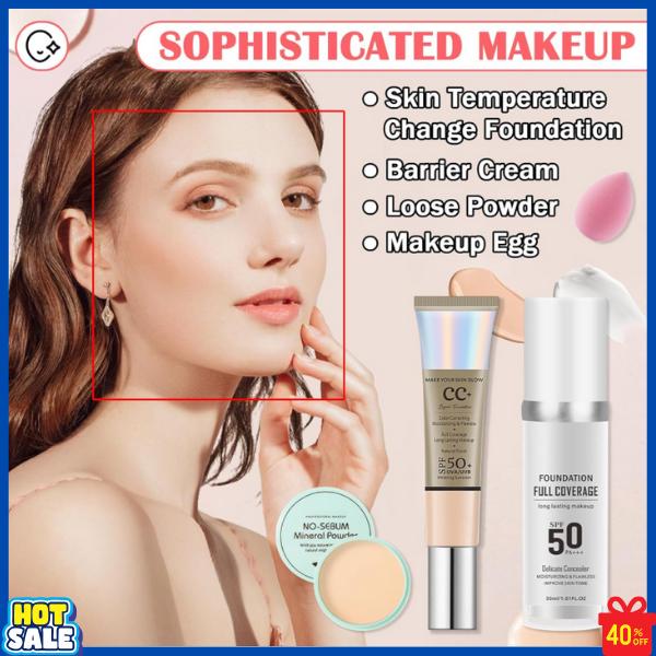 Color Changing Liquid Foundation & CC Cream Makeup Set with Makeup Sponge - Cosmetic, Concealer