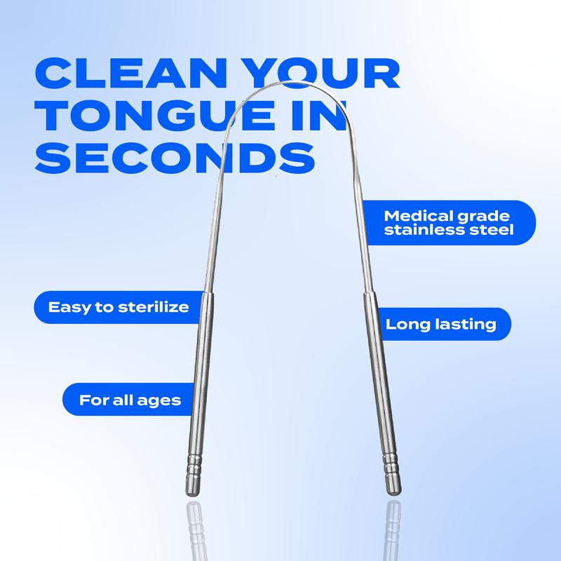 NightieZzz Tongue Scraper Pack of 2 - Stainless Steel, Ergonomic, Anti-Microbial, Eliminates Bad Breath & Enhances Oral Hygiene for Adults. Adjustable