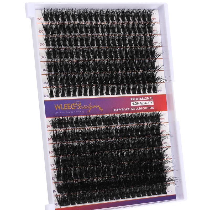 Wleec Beauty Fluffy Lash Extension Kit 60D 80D Thick Lash Clusters, 40D 50D Fluffy Lash Clusters Wispy wiith Lash Bond and Seal, Lash Remover, 280PCS Volume D Curl Individual Lashes Wispy Mixed 10-18mm DIY Eyelash Extension Kit at Home