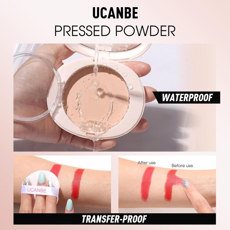 UCANBE Oil Control Pressed Face Powder,Matte Smooth Flawless Setting Powder Makeup,Waterproof Long Lasting Finishing Powder