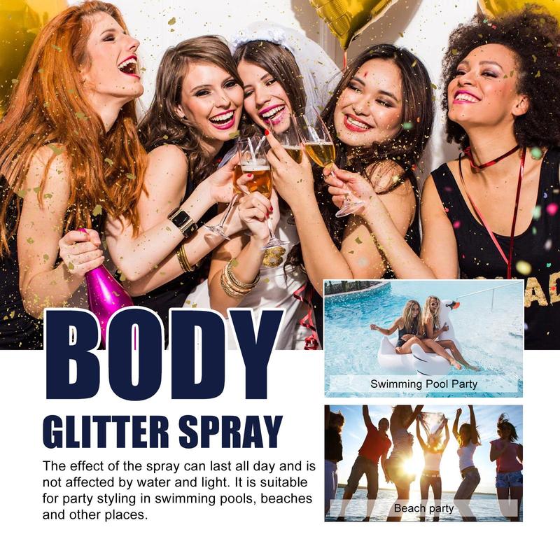 [Free shipping]Shiny Body Glitter Spray, Body and Hair Glitter Spray, Body Shimmery Spray for Skin, Face, Hair and Clothing,Quick-Drying Waterproof Body Shimmery Spray for Prom Festival Rave Stage Makeup