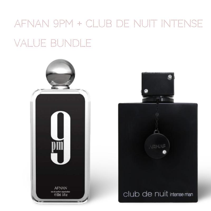 Armaf Club De Nuit Intense + Afnan 9PM 100ml (3.4 Fl oz) Long Lasting Perfume - Value Bundle - Fragrance Gift Bundle