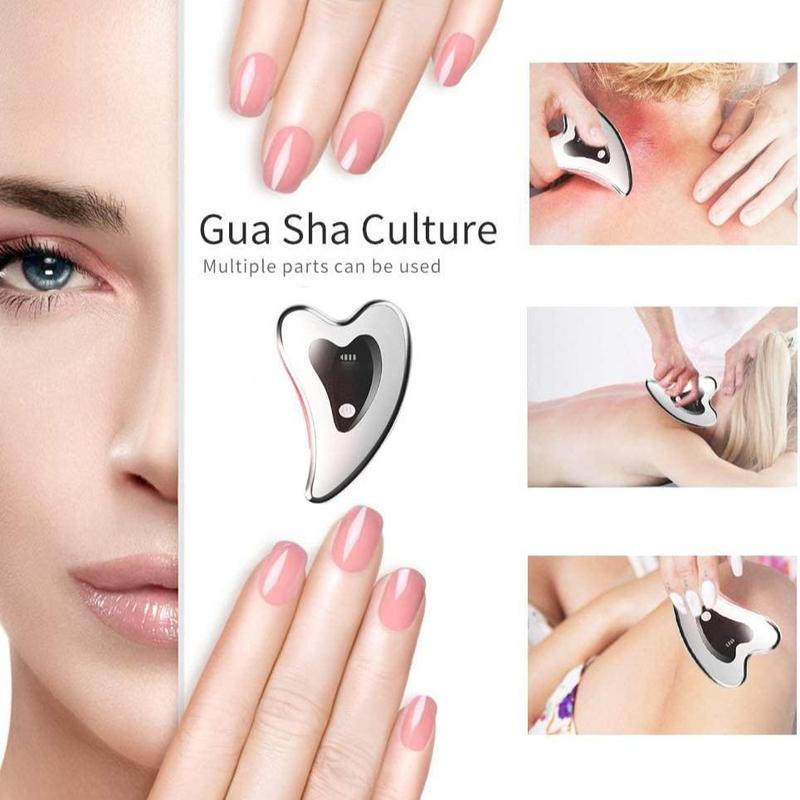 Full Body Massager, Rechargeable Gua Sha Board, Skin Care, Vibrating Heat Compress Face and Neck Scraping Instrument Face Scraping Massager, Face Eyes Neck Body Scraping Beauty Instrument, Holiday Gift