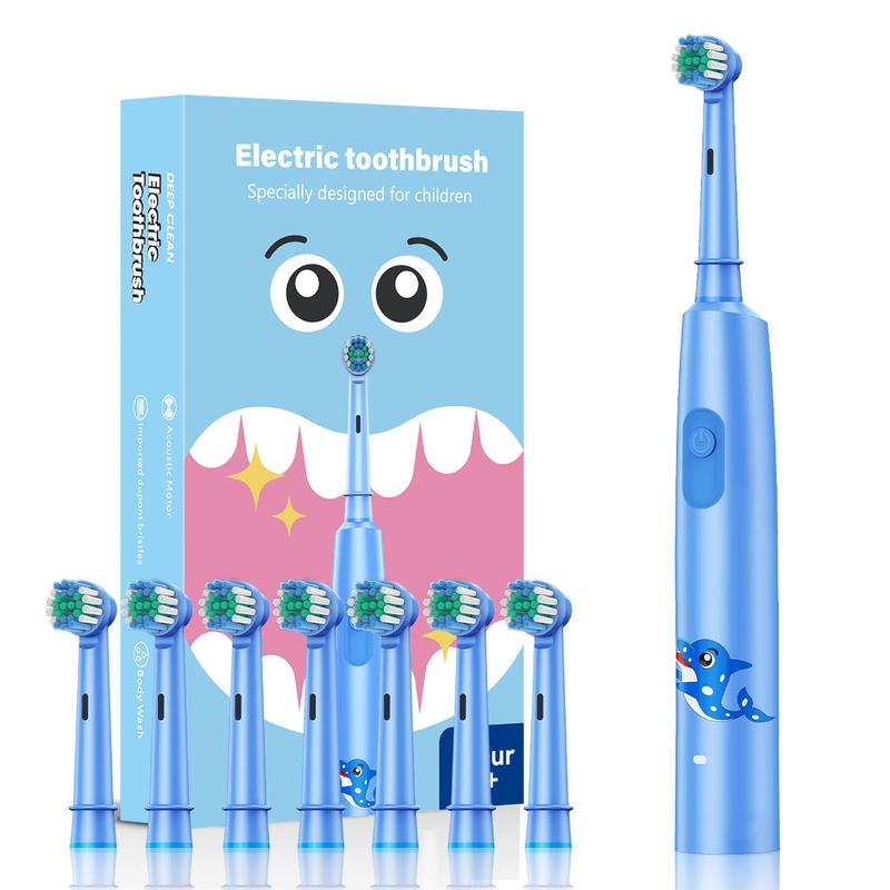 Rotating Electric Toothbrush, 1 Box USB Rechargeable Toothbrush with 8 Counts Replacement Brush Heads, Oral Care Product for Kids, Christmas Gift