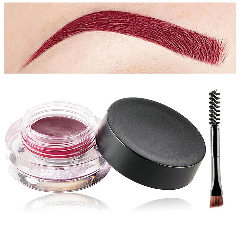 Eyebrow Pomade Cream,Brow Pomade Gel Naturally Long Lasting Waterproof,Delicate and Smooth Eye Brow Makeup Cosmetics with Eyebrow Brush - Wine