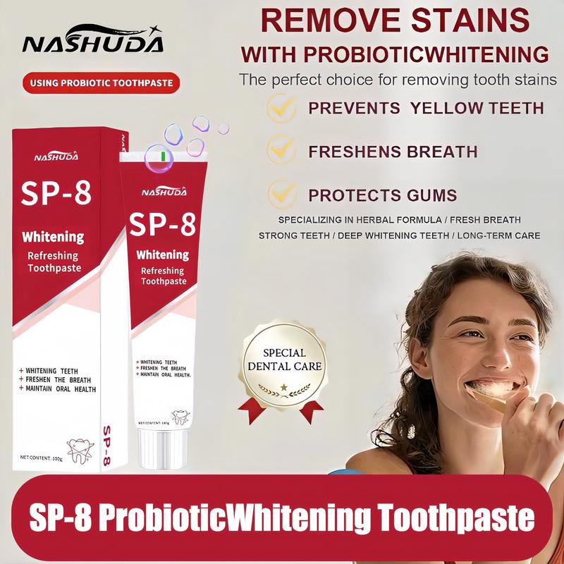 SP-8 ProbioticWhitening Toothpaste, Free of Fluoride,Hydroxyapatite, Anti plaque, Oral HealthManagement sp-8