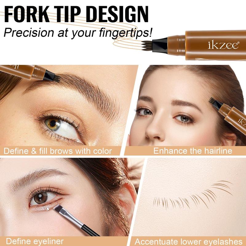 Double-ended Eyebrow Pencil with Eyebrow Brush Set, Long Lasting Eyebrow Pencil, Brow Styling Brush, High Pigmented Brow Shading & Filling Pencil, Makeup Tool, Christmas Gift