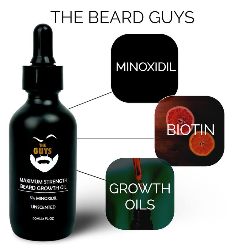 5% Minoxidil Beard Growth Oil – Premium Beard Growth Serum with Growth Oils for Thicker, Fuller Facial Hair – 2 oz