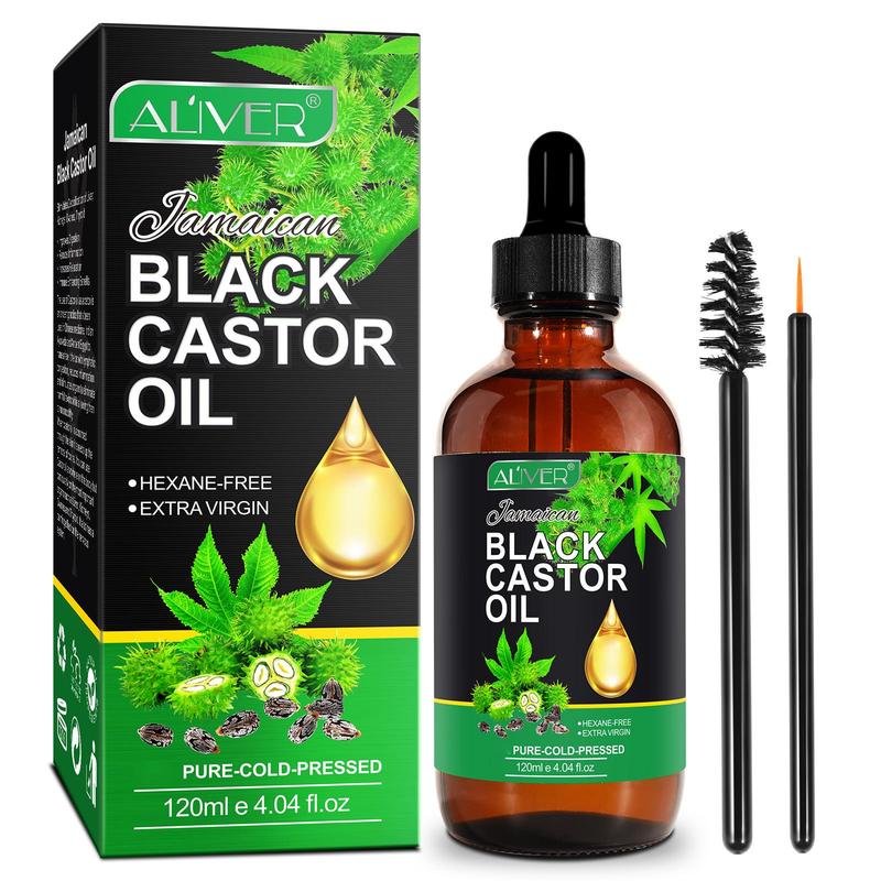 Aliver Jamaican Black Castor Oil, Castor Oil Organic Cold Pressed Unrefined (120ml）