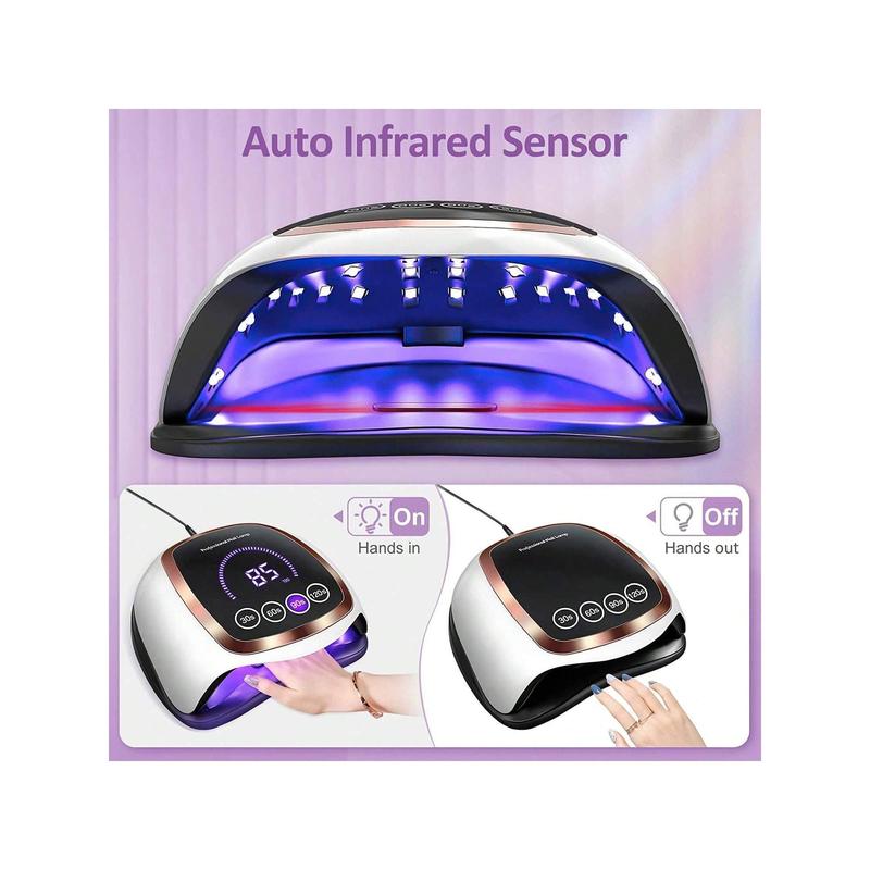 UV LED Nail Lamp, Gugusure 168W Nail Curing Lamps For Home & Salon, Led Nail Dryer For Gel Polish With Automatic Sensor 4 Timer Setting, Professional Nail Art Tools For Fingernail And Toenail Nail