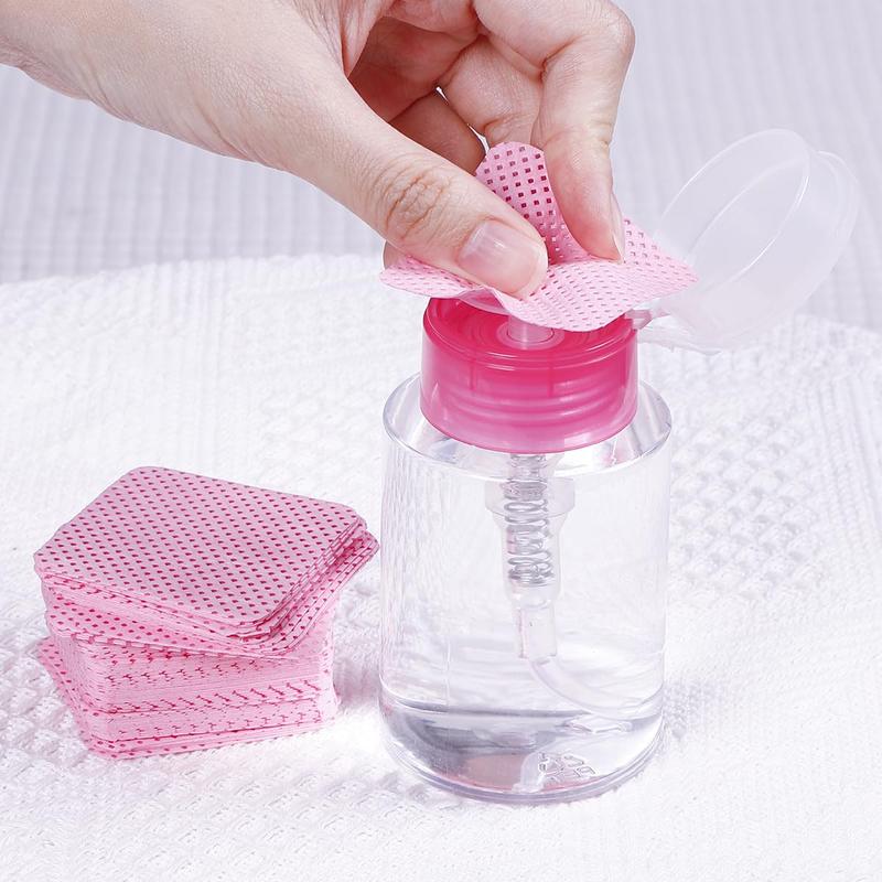 Biutee lint free nail wipes with dispenser Cleaner Bottle Set Pump Dispenser Push Down Cleanser Bottle Disposable Super Absorbent Soft Non-Woven