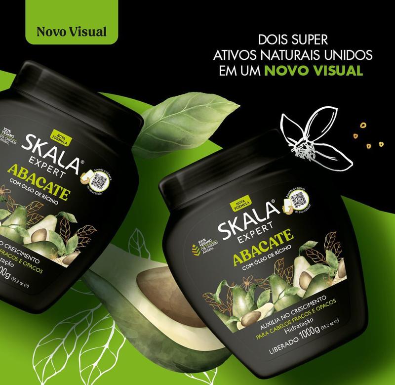 SKALA Avocado Hair Cream - For Weak and Dull Hair - 2 in 1 Conditioning Treatment Cream, Net 35.27 Oz (Pack of 1) VEGAN