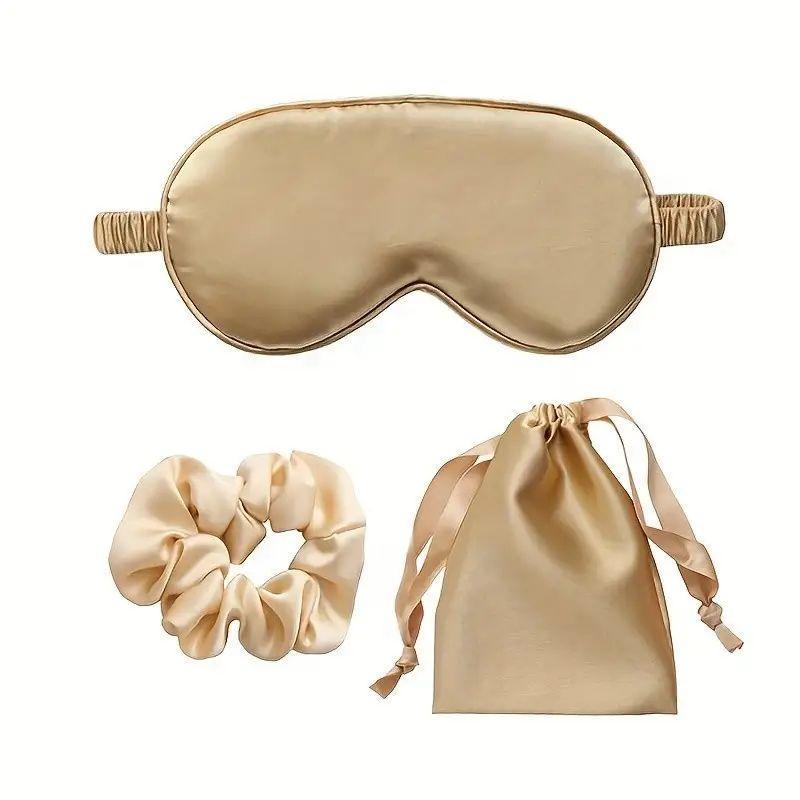 Sleep Eye Mask Set, 1 Set Soft Cooling Sleep Eye Mask with Storage Bag & Hair Band, Soft Sleep Eye Mask for Home Travel Rest, Face Night Sleep Eye Mask, Silk Eye Mask, Travel Sleep Eye Mask