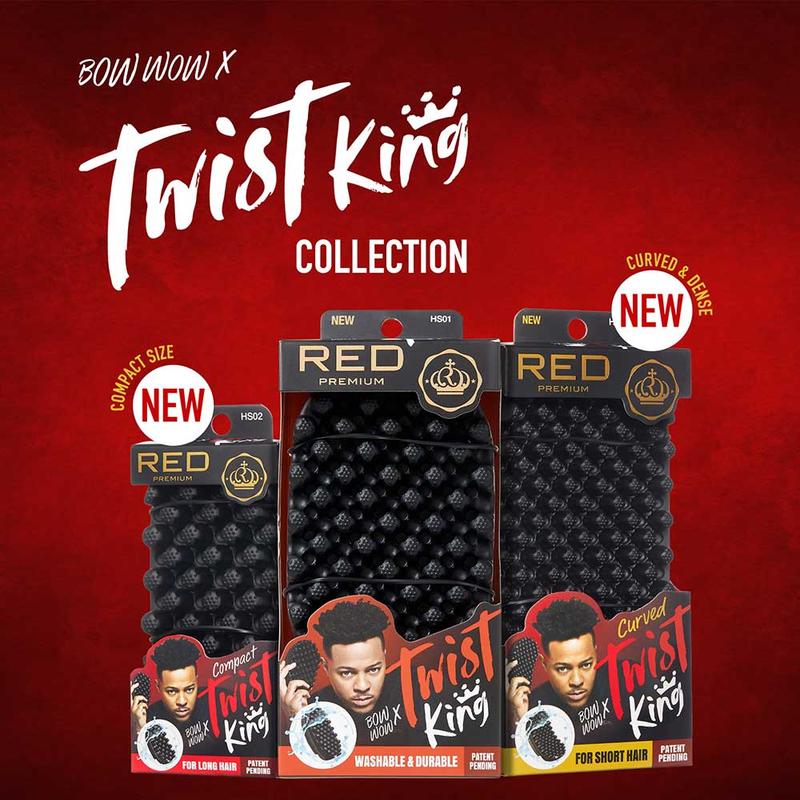 RED BY KISS Bow Wow X Twist King Twist Styler Brush for Curly, Coiled, 4C Hair, Afro Curl Sponge Racket, Premium Luxury Styling Twist Brush