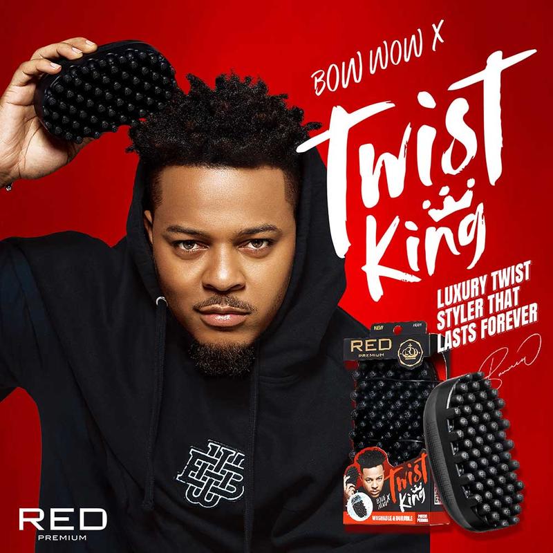 RED BY KISS Bow Wow X Twist King Twist Styler Brush for Curly, Coiled, 4C Hair, Afro Curl Sponge Racket, Premium Luxury Styling Twist Brush