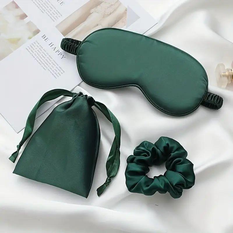 Sleep Eye Mask Set, 1 Set Soft Cooling Sleep Eye Mask with Storage Bag & Hair Band, Soft Sleep Eye Mask for Home Travel Rest, Face Night Sleep Eye Mask, Silk Eye Mask, Travel Sleep Eye Mask