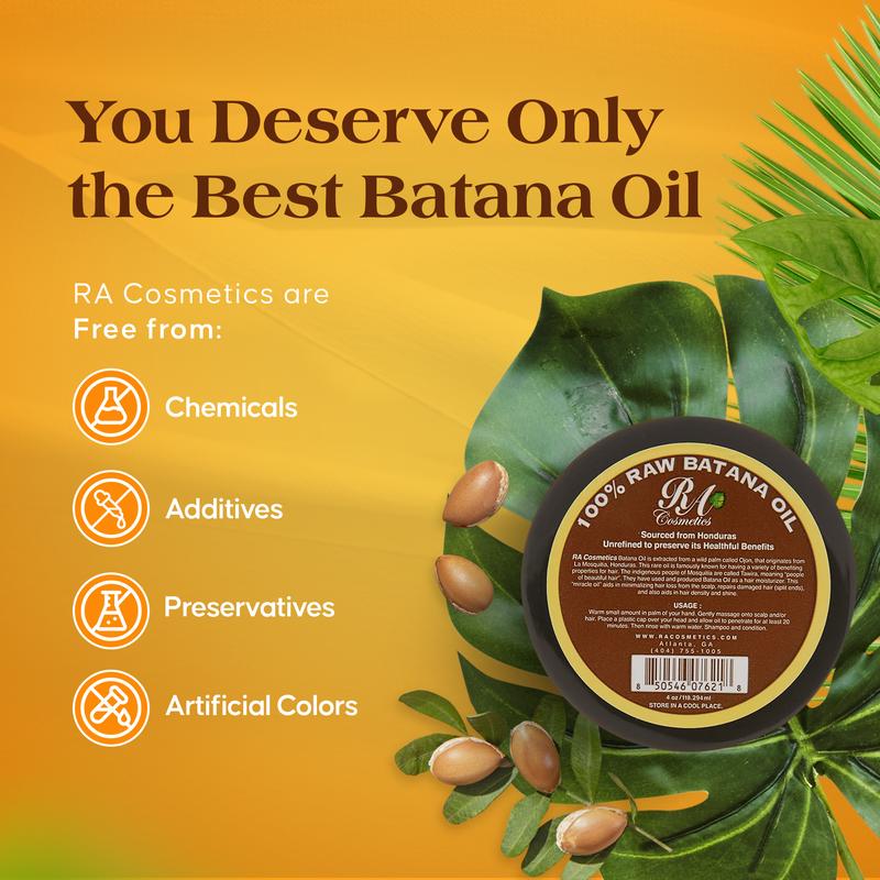 RA Cosmetics 100% Raw Batana Oil From Honduras - Promotes Hair Growth, Thickens Hair in Men and Women