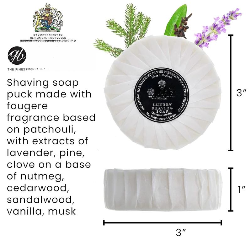 SB2 Shaving Soap Puck Shaving Soap Refill for Men for Shaving Soap Bowl use with Shaving Brush for Men. Luxury Shave Barber Soap Made with Extracts of Lavender, Pine, and Clove.  England