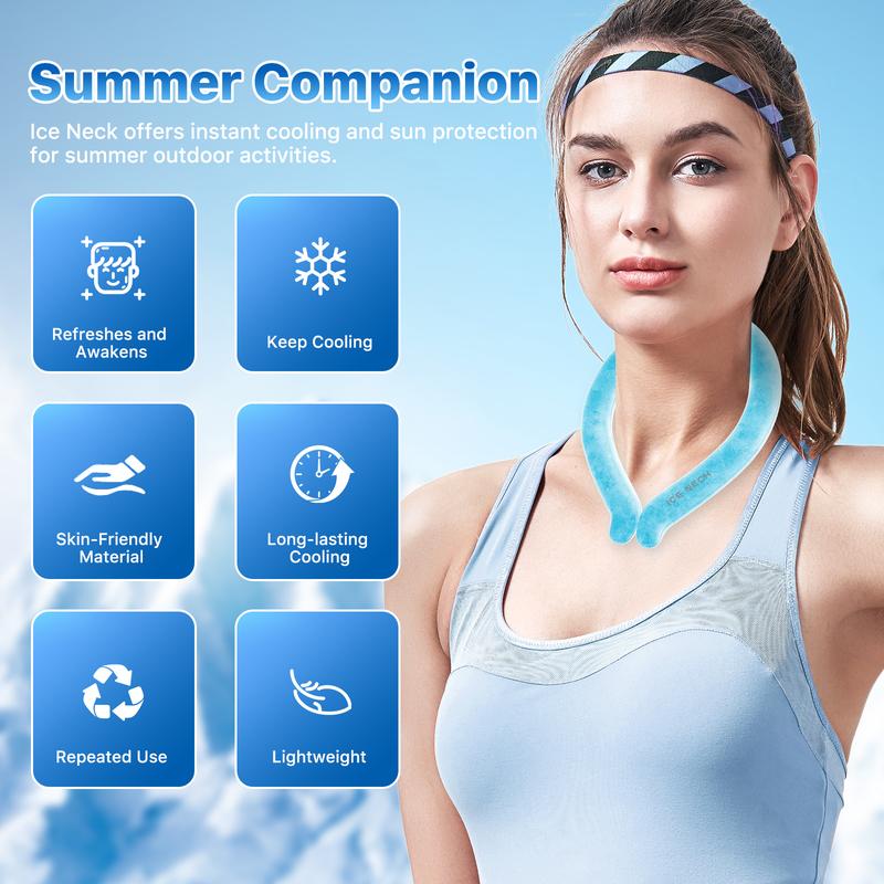 Ice Neck Summer Cooling Ring, Stretchable & Elastic Ice Neck Cooling Ring for Outdoor Work, Farm, Hiking, Camping, Gardening and Travel, Blue, White, Rose Red Cooling Neck Ring for Men and Women, Student, Back to School Gifts