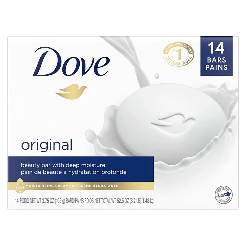 Dove Beauty Bar Cleanser for Gentle Soft Skin Care Original Made With 1 4 Moisturizing Cream 3.75 oz, 14 Bars