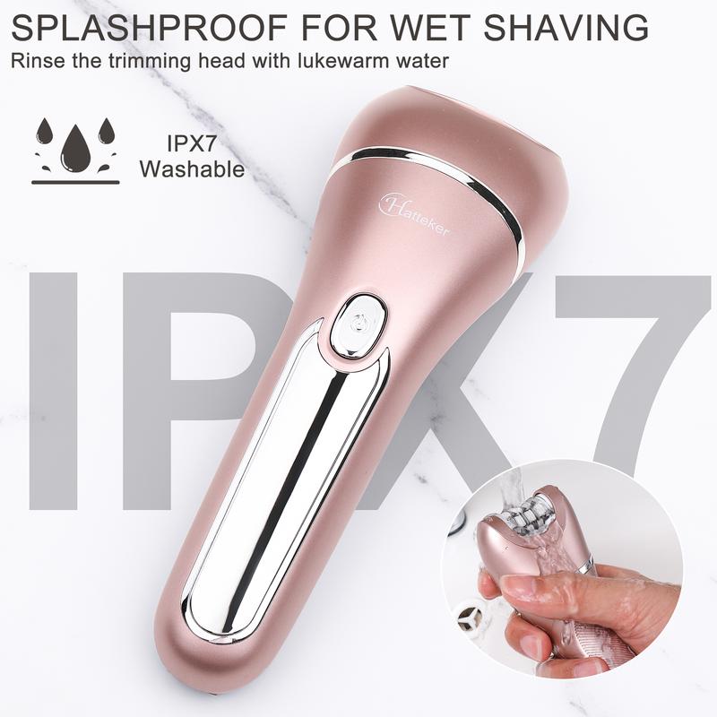 Hatteker Electric Shaver for Women Lady Epilator Electric Razors Kit Hair Remover for Face Chin Arm Leg Armpit Bikini Trimmer Painless Waterproof USB Rechargeable Dry Wet with Detachable Head 3 in 1