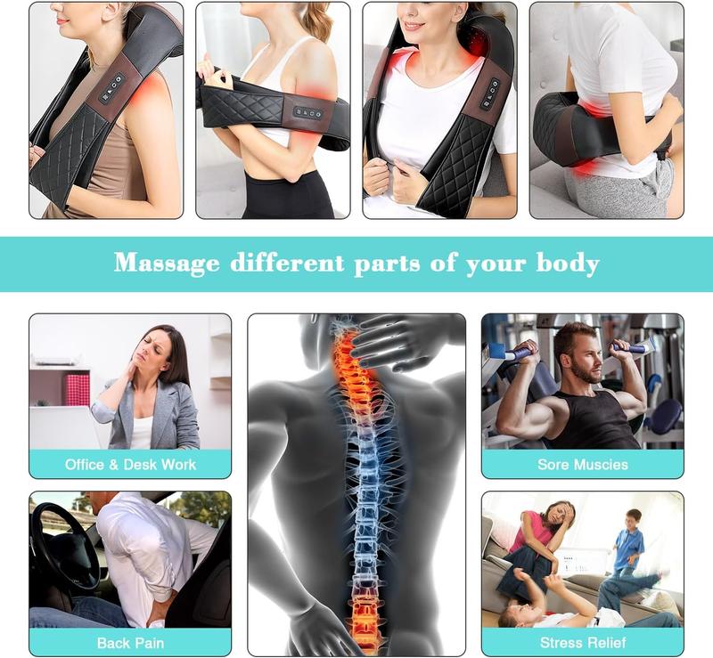 Back Massager, Shiatsu Neck Massager with Heat, Electric Shoulder Massager,  Kneading Massage Pillow for Foot, Leg, Deep Tissue Kneading for Shoulder-The best gift for your family,and Best Christmas Gift for Your Parents