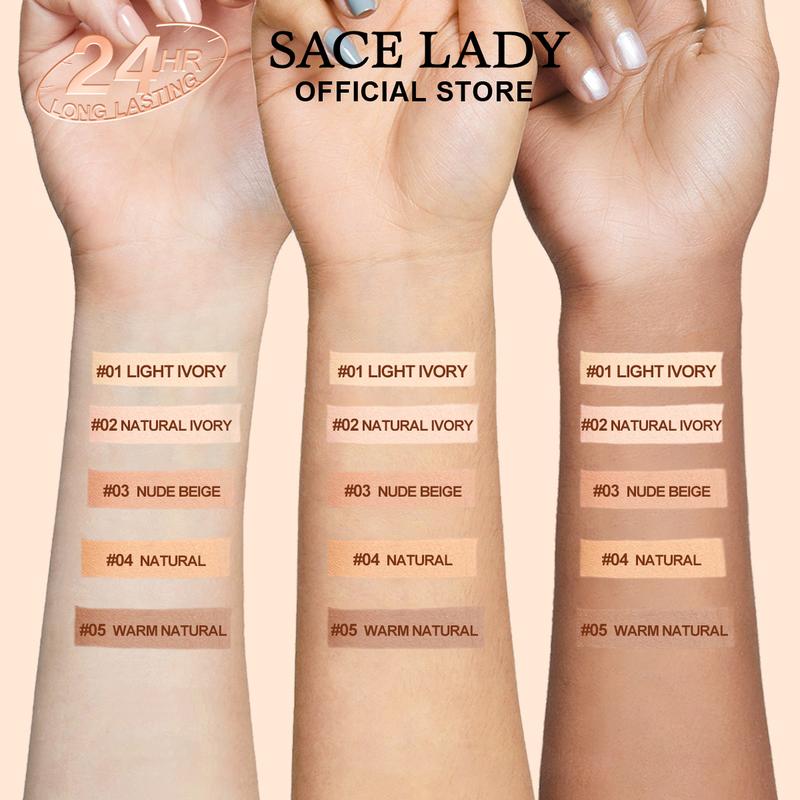 SACE LADY Oil Control BB Cushion Foundatiaon Long Lasting Full Coverrage Natural Foundation With SPF 30+ Waterproof Face Makeup 0.35Oz