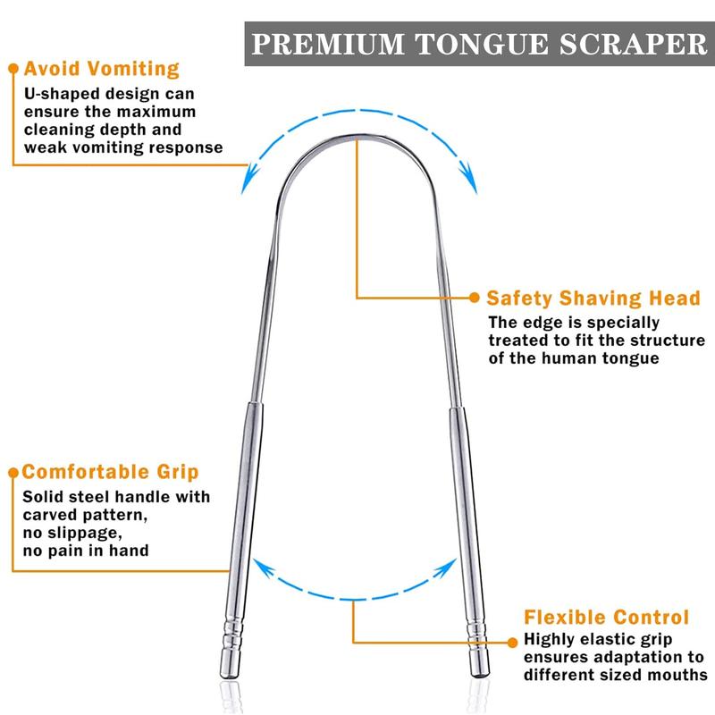 Stainless Steel Tongue Scraper, 1 2 3 4 Packs U-shaped Tongue Scraper, Fresh Breath Tongue Cleaner, Tongue Cleaning Tongue Scraper, Oral Care Tool for Daily Use, Tongue Scraping