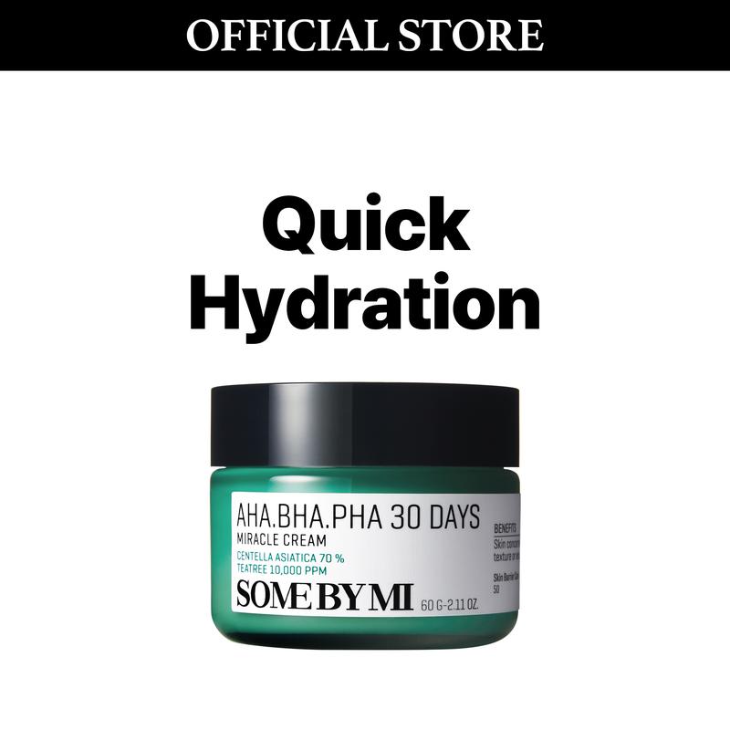 [SOME BY MI] AHA BHA PHA 30 Days Miracle Cream - 2.02Oz, 60ml - Mild Exfoliating Korean Moisturizer for Skin Calming and Soothing - Daily Blackhead Removing Pore Minimizer for Face - Korean Skin Care