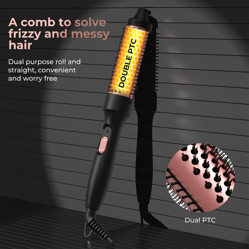 Hot Air Brush, Ceramic Ionic Curling Brush, Fast Heating Ceramic Volumizing Brush for Women & Men, Professional Hair Styling Tool for Home & Salon Use