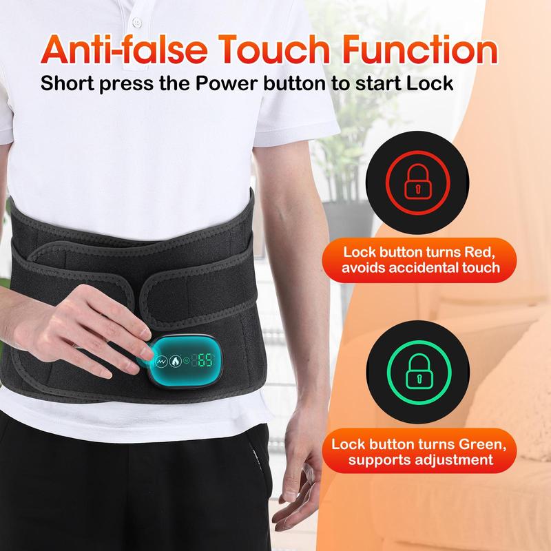 Electric Massage Belt, Breathable 3-speed Vibration Massage Belt, 3-digit Touch Screen Massage Belt for Back and Lumbar Use