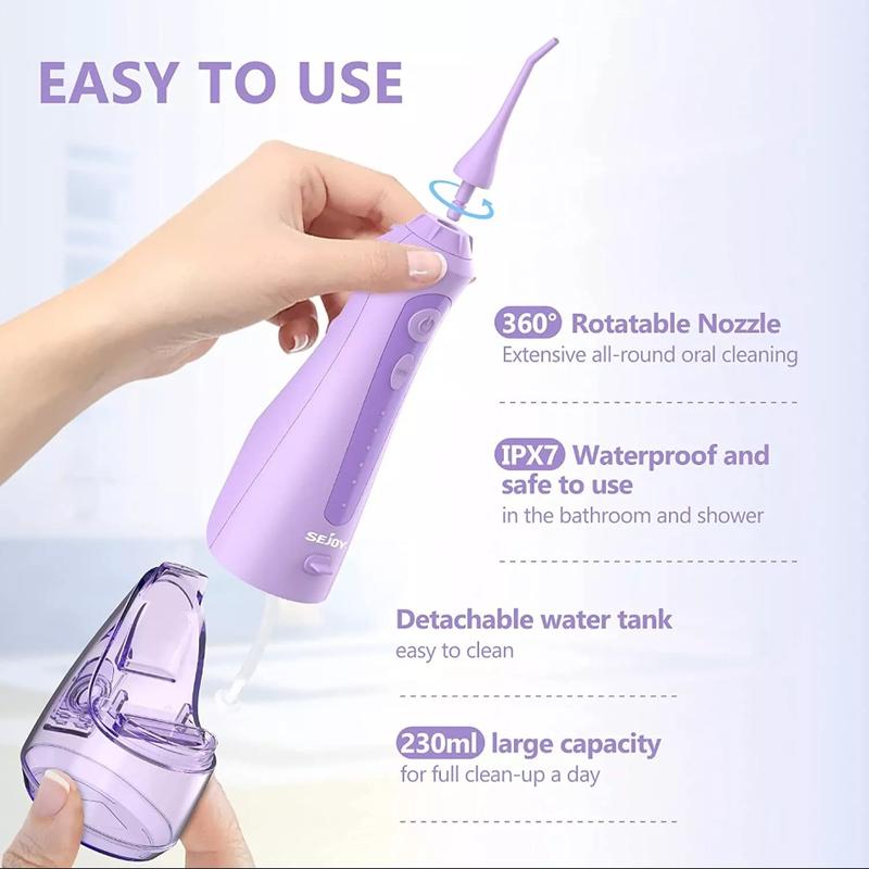 Sejoy Water Flosser for Teeth Cleaning - Cordless Oral Irrigator,  5 Cleaning Modes 8 Nozzles, IPX7 Waterproof Cleansing Portable Rechargeable water  flosser