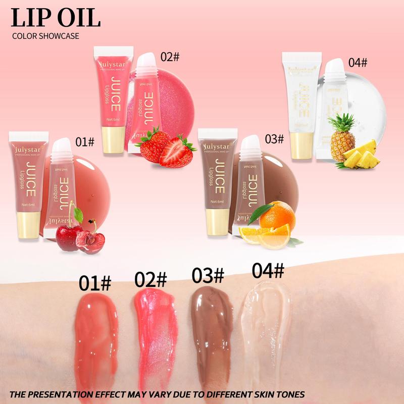 Juicy Fruity Long Lasting Lip Gloss, 4 Counts set Moisturizing Glossy Mirror Lip Glaze Stick, Plumping Lip Oil Lip Stick for Girls & Women All Occasions Makeup, Makeup Products, Christmas, Christmas Gift