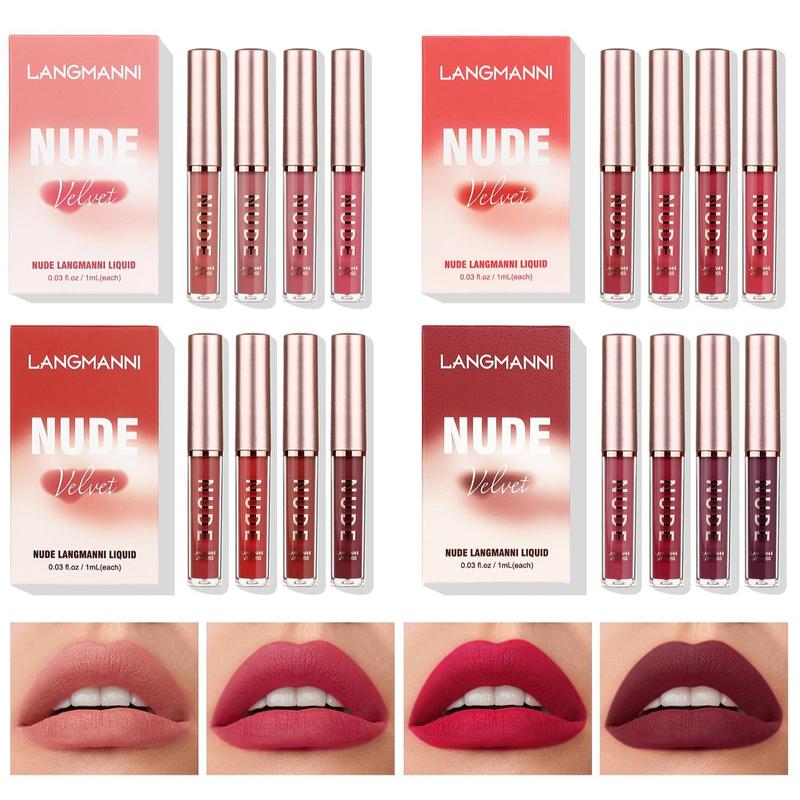 LANGMANNI Long-lasting Matte Liquid Lipstick, 16pcs set Water Proof Matte Lip Balm, Matte Liquid Lipgloss, Easy Coloring Sweat Proof Moisturizing Matte Lipstick