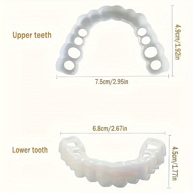 4-Pack Comfortable Flexible Disposable Tooth Sockets - Soft White Simulation Teeth Veneer for Upper and Lower Teeth, Suitable for Both Men and Women, Easy to Use and Remove