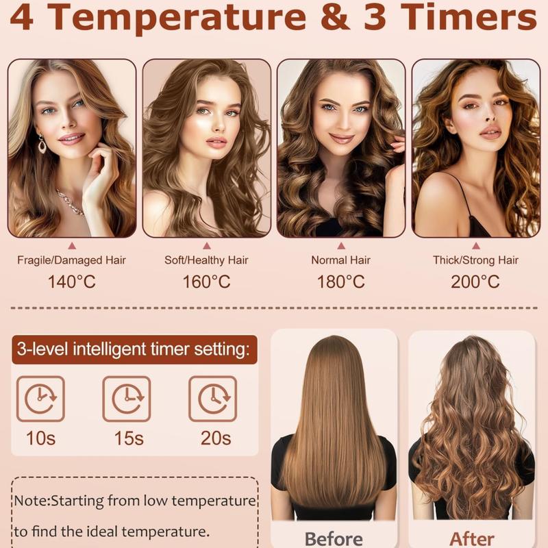 Automatic Hair Curling Iron,28mm Hair Curler,Negative Ion Automatic Hair Hair Curl Wand,4 Modes Temperatures Curling Iron for Women Comfort