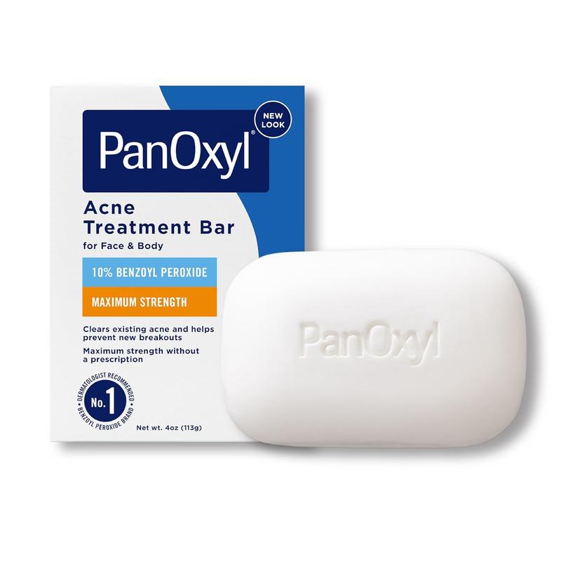 Panoxyl Acne Treatment Bar with 10% Benzoyl Peroxide, Maximum Strength Acne Bar Soap for Face, Chest and Back, Benzoyl Peroxide Bar Soap Body Wash, Vegan, for Acne Prone Skin, 4 Oz no brand Skincare Clear