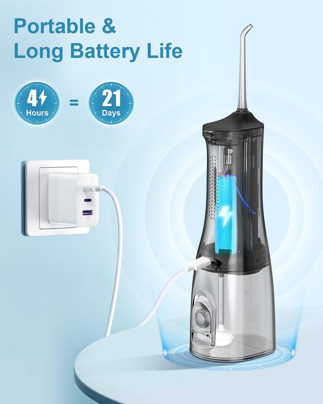 Operan Water Flosser with 4 Cleaning Modes, Upgraded 300ML Water Tank, Cordless Oral Irrigator, Nozzle Removable (Black)