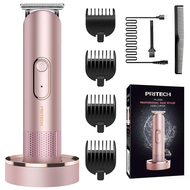 PRITECH Bikini Trimmer, Rechargeable Pubic Hair Clippers and Trimmer, Waterproof Electric Shaver Women Electric Razor with Standing Recharge Dock Comfort