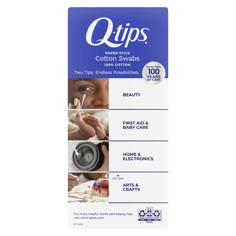 Q-tips Cotton Swabs For Hygiene and Beauty Care Original Cotton Swab Made With 100% Cotton 625 Count, WHITE