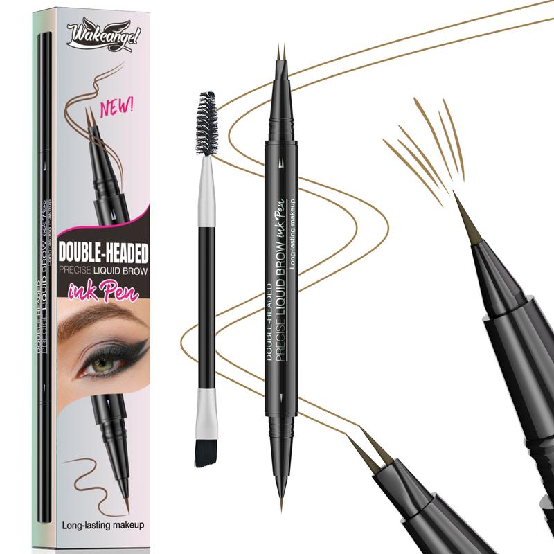 Curved Eyebrow Pen - Eyebrow Pencil Magical 2-in-1 Dual-Ended Eye Brow Pencils for Women with Fork-Tip & Precise Brush-Tip Create Natural Hair-Like Brows, Last All-Day