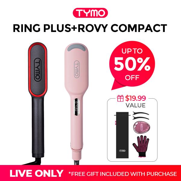 TYMO Ring Plus Ionic Hair Straightener Brush & ROVY COMPACT- Compacted Wave Curling Iron for Easy Comfort Styling hair