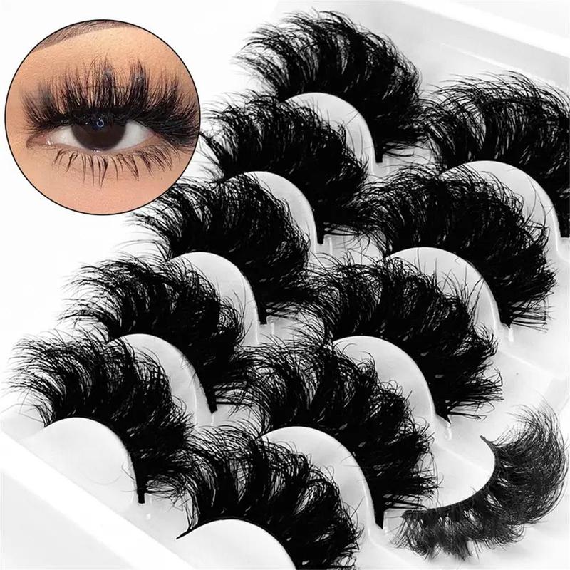 Fluffy False Eyelashes, 5 Pairs Natural Curling Wispy Faux Cluster Lashes, Volumized False Eyelashes for Women and Girls Eye Makeup Enhancement, Christmas Gift