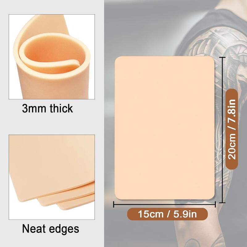 3mm Tattoo Practice Skins Kit, Includes 3PCS 3mm Soft Silicone Double Sides 7.4x5.6