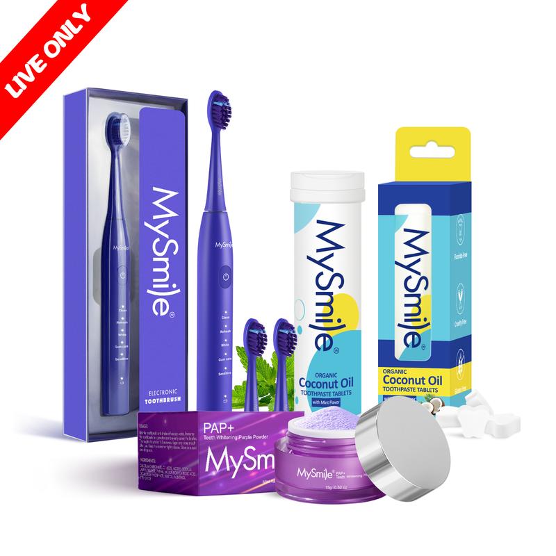 Livestream Special - MySmile Essential Sonic Electric Toothbrush + PAP Whitening Powder + Toothpaste Tablet Bundle(Result May Vary)