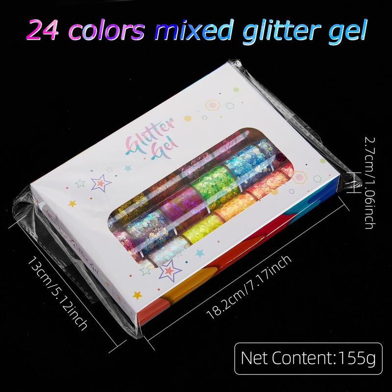 24 Color Body Makeup Glitter Gel, Long Lasting Shimmering Body Glitter Gel, Sparkling Makeup Products for Festival, Party, Cosmetic Gift for Girls & Women