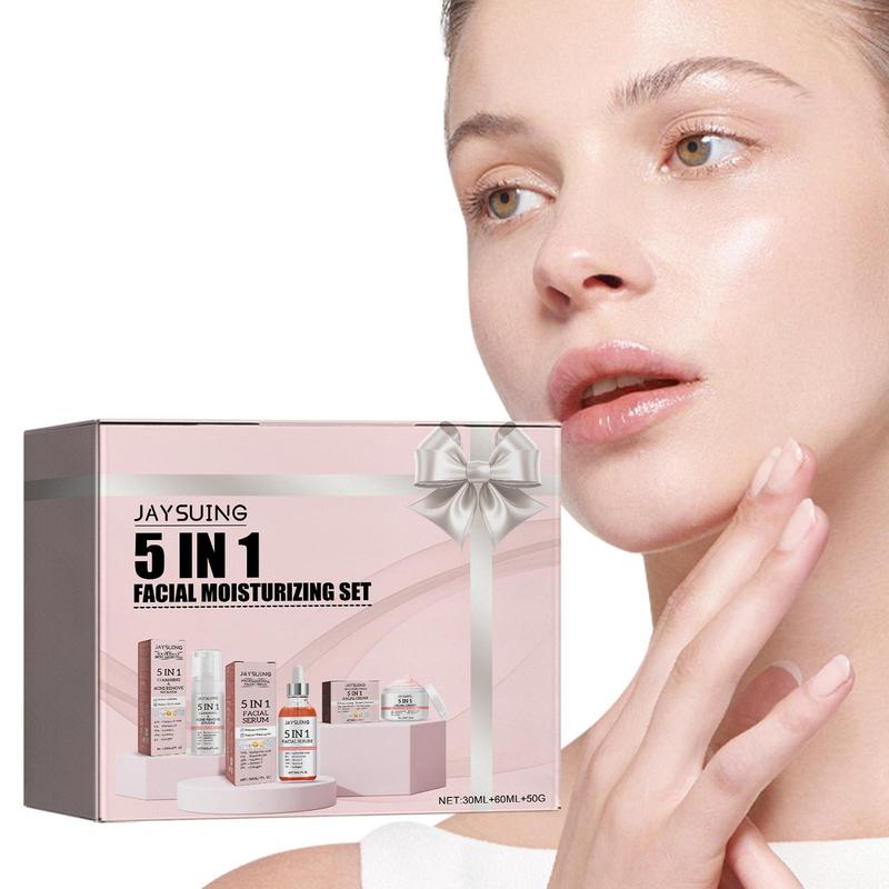 5 in 1 Facial Moisturizing Set, 3 Counts set Hydrating Facial Skincare Kit, Brightening Skin Care Kit, Firming Skin Care Product for Women & Men