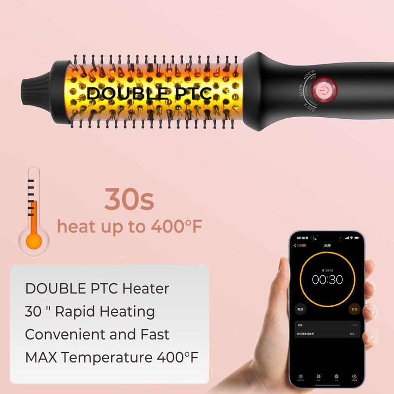 Thermal Brush,1.25 in Curling Brush Curling Iron Heated Curling Brush Volumizing Brush,Ceramic Tourmaline Ionic Curling Comb 110-240V Travel Curling Iron with Brush, LCD Display, Heated Round Brush