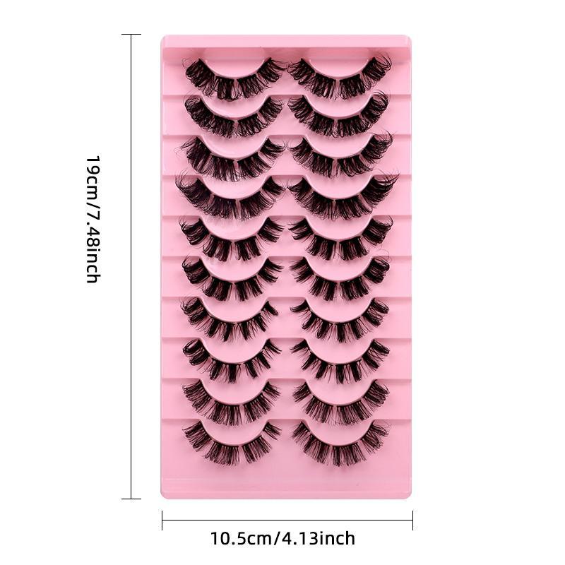 Segmented False Eyelashes, 10 Pairs Wispy Russian Coil Cluster Lashes, Natural Look D Curl Eye Makeup Strip Lashes for Women & Girls Eye Extensions