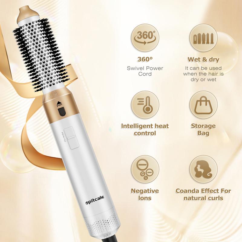 New 5 in 1 Hair dryer Hot Air Brush StylingTool Powerful Soft hair care-Curling iron set Hair dryer system with hair measure Hair dryer brush,smoothing brush,curling brush-Hair curler Shaper-Intelligent thermal control,detachable Salon Adjustable Gift